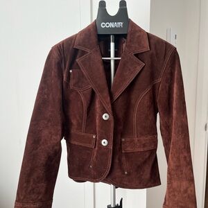 Vintage 100% Genuine Leather Brown Women's Suede Blazer